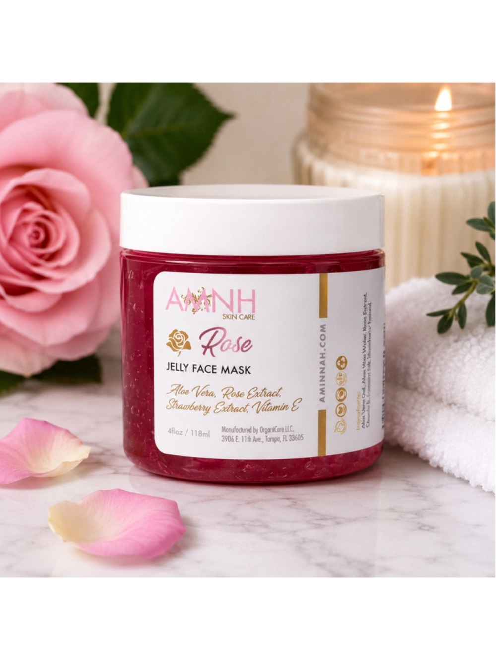 AMNH Rose Jelly Face Mask 4 oz Hydrating Skincare | Aloe Vera, Rose & Vitamin E